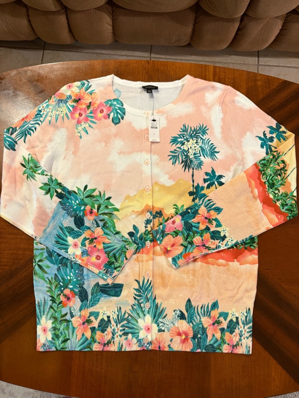 Talbots Women’s Hawaiian Floral Button Cardigan